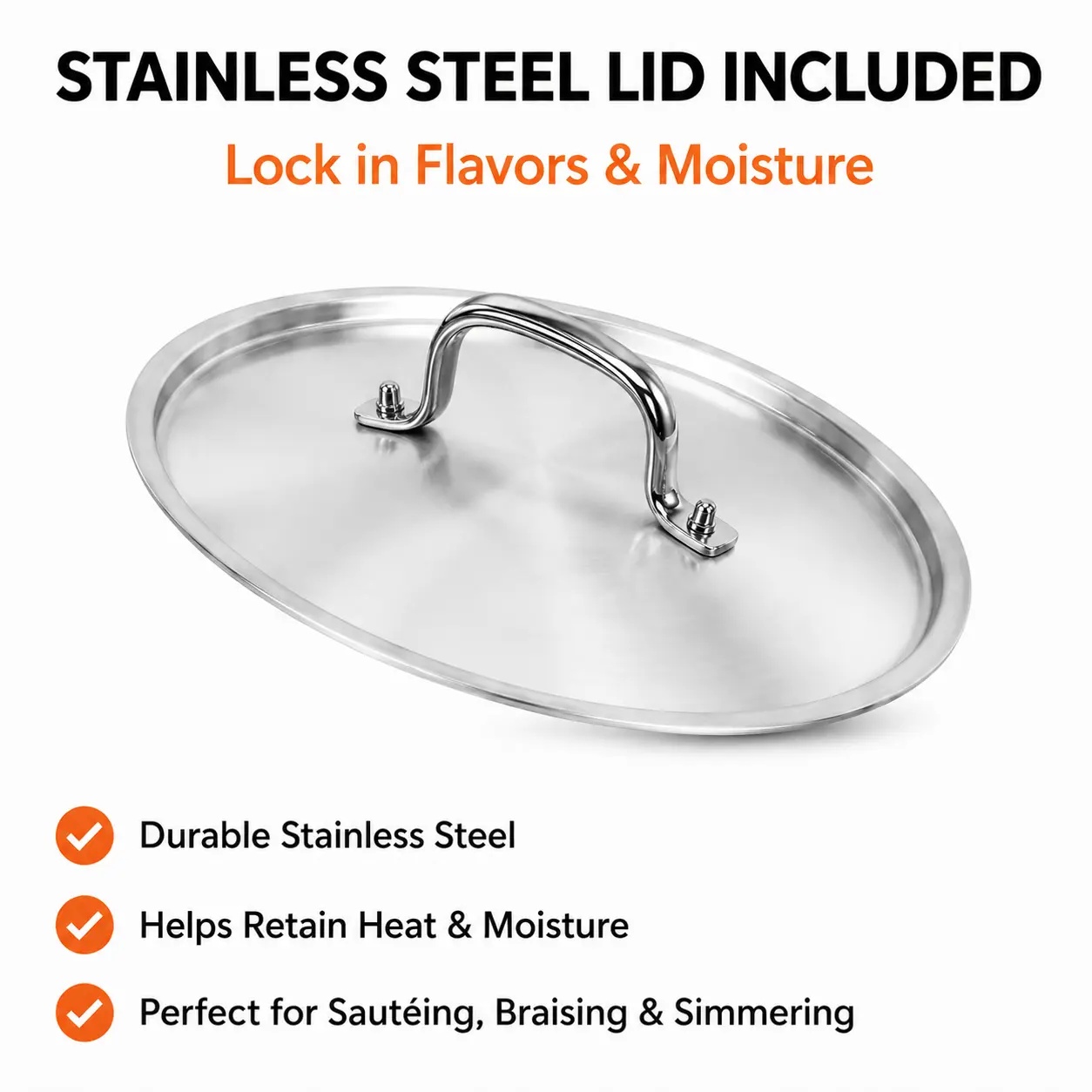 Factory New Arrival Brazed Bottom Stainless Steel Saute Pan with Stainless Steel Cover and Helper Handle Deep Saute Pan