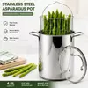 Factory Supply Wholesale Stainless Steel Deep Fryer Pot Asparagus Pot with Handle & Lid & Inner Rack Basket Tall Body Pasta Pot