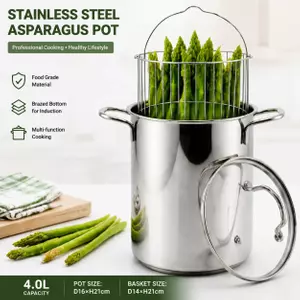 Factory Supply Wholesale Stainless Steel Deep Fryer Pot Asparagus Pot with Handle & Lid & Inner Rack Basket Tall Body Pasta Pot