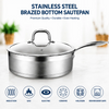 Factory Supply Stainless Steel Saute Pans With Stainless Steel Handle and Glass Lid Brazed Bottom Pans Saute Pans All Cooktops