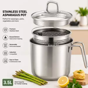 Factory Supply Wholesale Stainless Steel Deep Fryer Pot Asparagus Pot with Lid & Inner Rack Basket Tall Body Pasta Pot