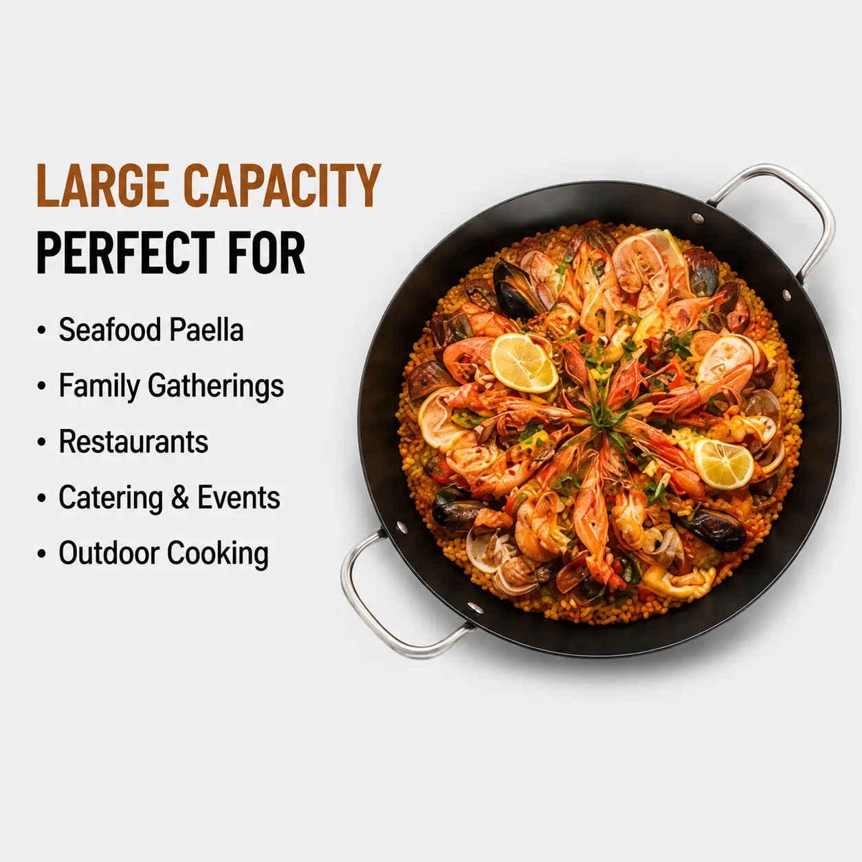 Factory New Arrival Exclusive Design Seasoned Carbon Steel 30/34/38/40cm Paella Pan Naturally Non Stick Pans Skillets
