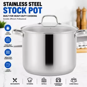 Factory Supply Stainless Steel Stockpot Set With Stainless Steel Handle & Glass Lid Brazed Bottom Stockpot Suitable All Cooktops