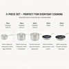 Factory New Arrival Stainless Steel Cookware Set with Golden Handle Cooking Pots Brazed Bottom Cookware Set Saucepan Casserole