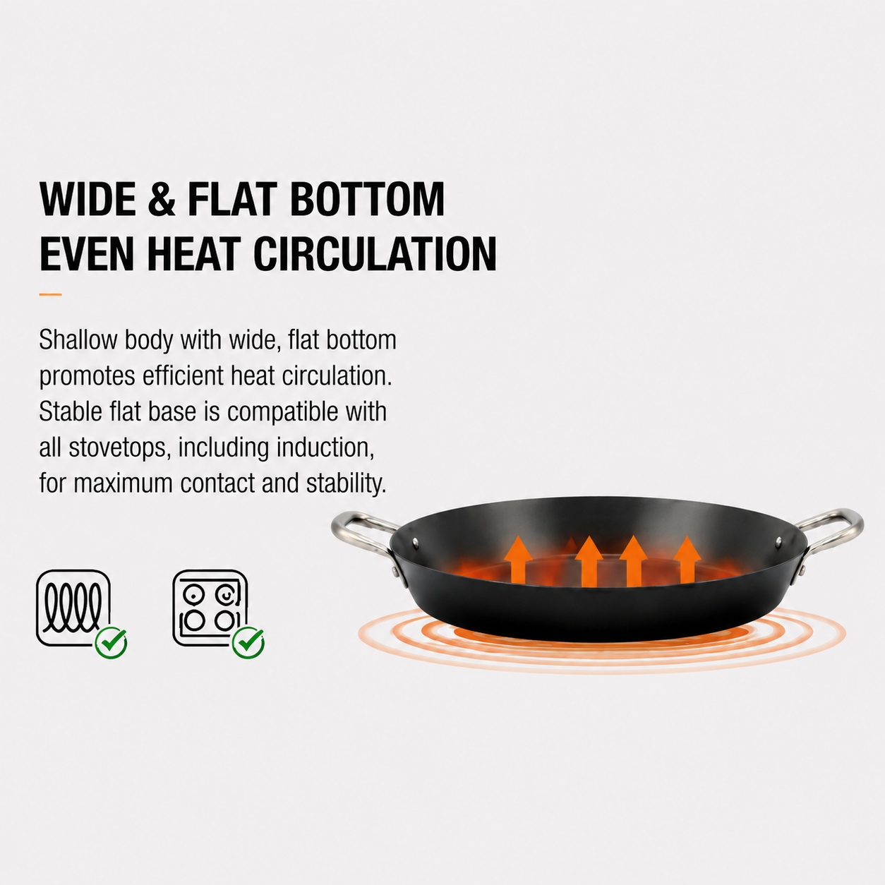 Factory New Arrival Exclusive Design Seasoned Carbon Steel 30/34/38/40cm Paella Pan Naturally Non Stick Pans Skillets Induction Compatible