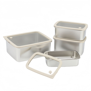 New Design Factory 304 Stainless Steel Fresh-keeping Lunch Box Glass Cover Leak-proof Heating Food Grade Microwave Sealed Box