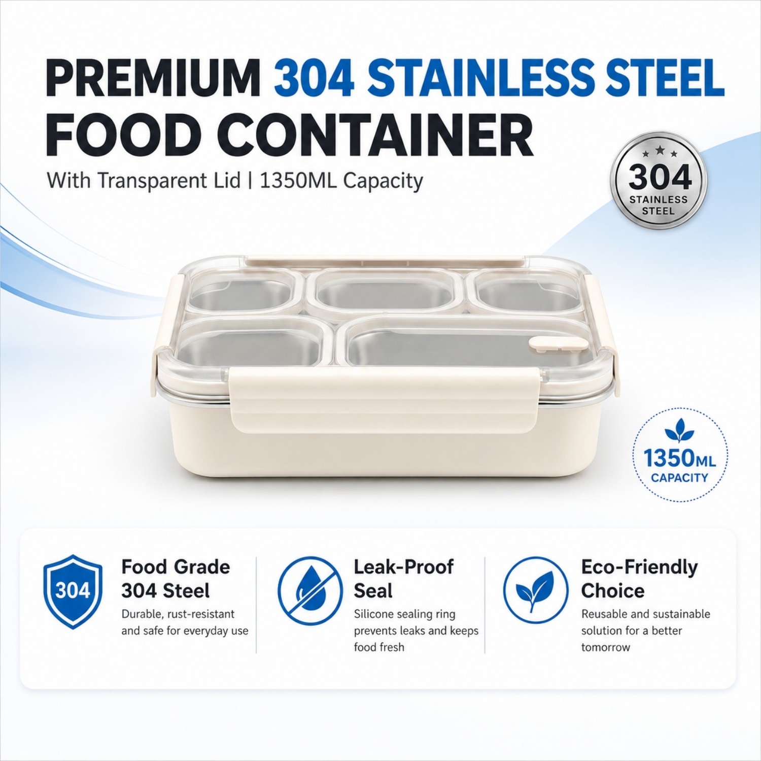New Design 304/316 Stainless Steel Fresh-keeping Box Student Bento Box Lunch Box Heating Food Grade Microwave Sealed Box 