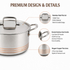 Factory New Arrival 10 Pieces 5-ply Copper Cookware Sets 5-ply Kitchen Cooking Pot with Stainless Steel Lid Fine-line Design