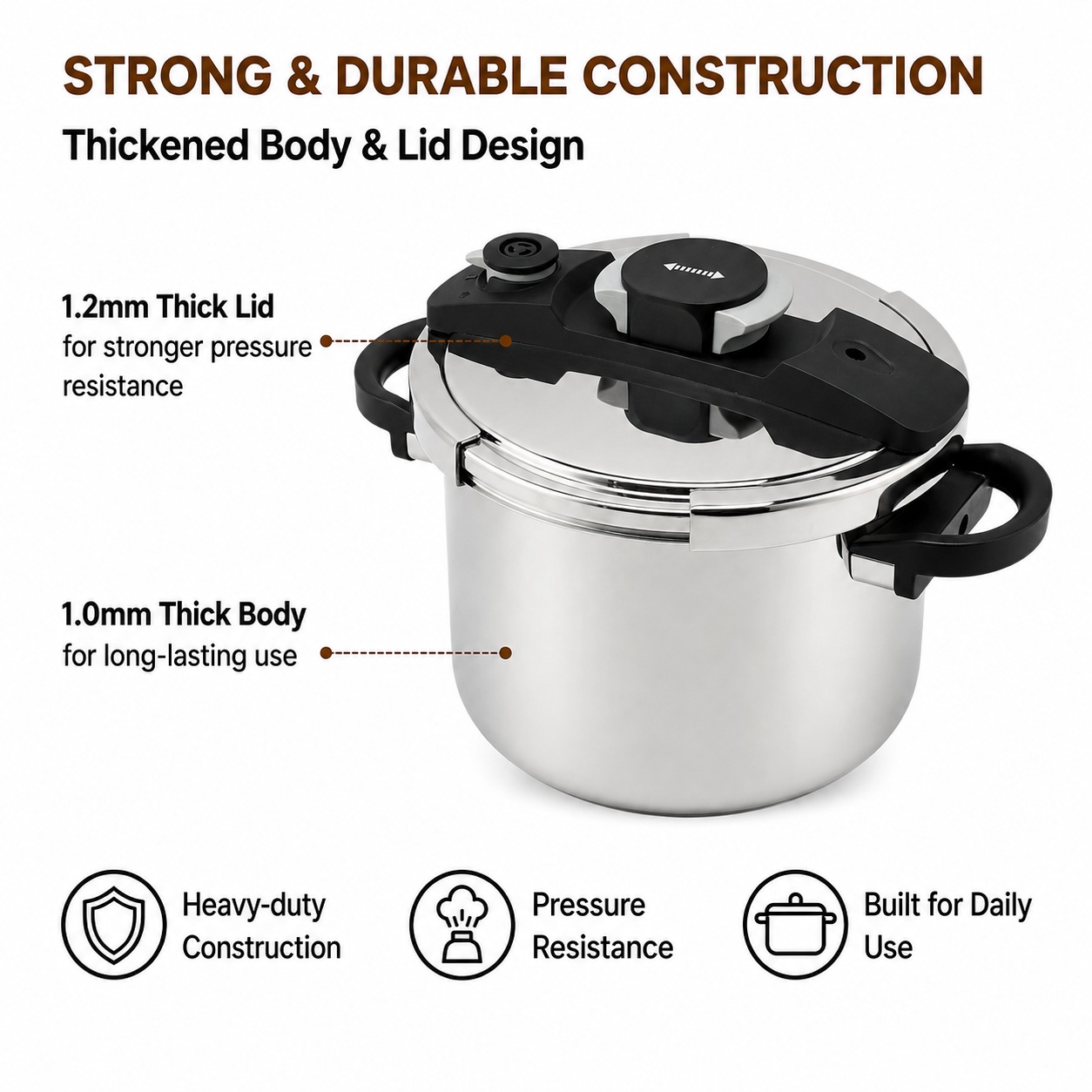 Factory Supply Multi-Functional Stainless Steel Pressure Cooker 4L 5L 6L 7L Sizes Stainless Steel Fast Cooking Pressure Cooker