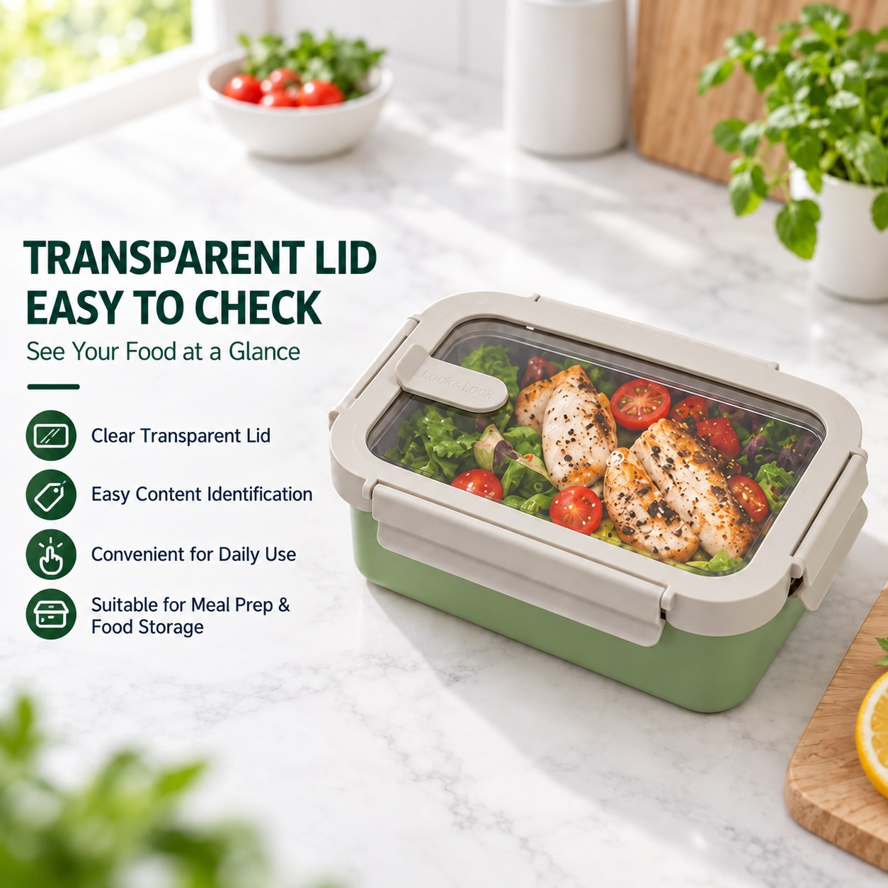New Design Factory 304 Stainless Steel Fresh-keeping Lunch Box Transparent Lid Leak-proof Food Grade Microwave Sealed Box