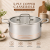 Factory Supply 5-ply Copper Pots and Pans 10 PCS Cookware Set With Handle and Lid 5-ply Copper Pots Casserole Fine-line Design