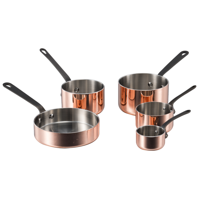 Factory New Arrival Mini Tri-ply Copper Cookware Set with Handle Cooking Pots Induction Bottom Cookware Set Saucepan Frypan
