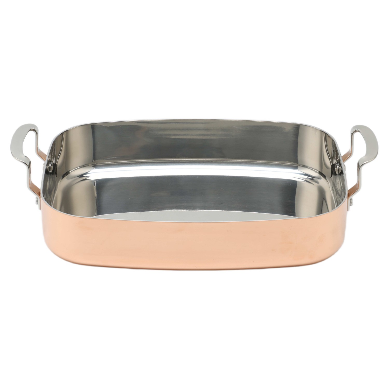 Factory Wholesale Tri-ply Copper Roaster Au & Baking Pans Rectangular Shape Dishwasher Safe Roaster With Side Handle Easy Clean