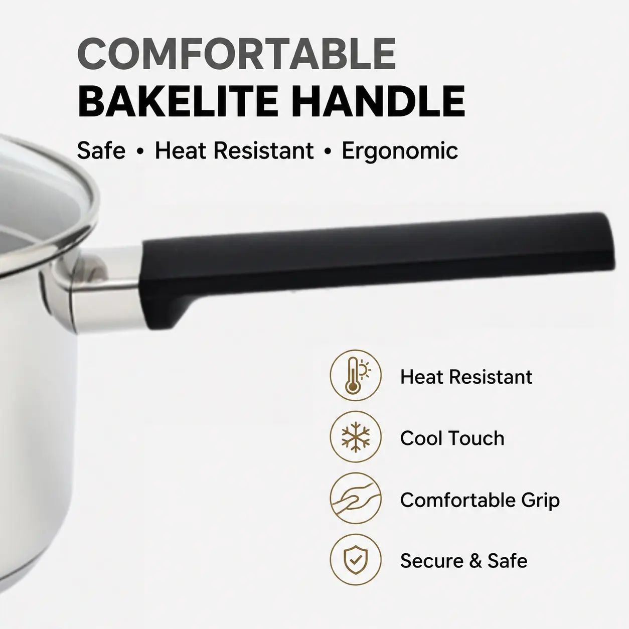 Factory New Arrival Stainless Steel 304 Cookware Set with Bakelite Handle Cooking Pots Brazed Bottom Cookware Set Saucepan