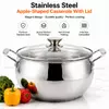 Factory Supply Stainless Steel Apple-Shaped Casserole With Stainless Steel Handle and 4mm Glass Lid Brazed Bottom Pots Casserole