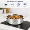 Factory Supply Stainless Steel Shallow Pot Set With Stainless Steel Handle & Lid Brazed Bottom Stockpot Suitable All Cooktops