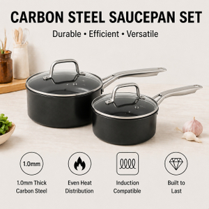 Factory New Arrival Design 16/18CM Carbon Steel Sauce Pan with Glass Lid Multipurpose Induction Cookware for Cooking Pot