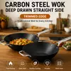 Factory New Arrival Design Seasoned Carbon Steel 30/35 cm Wok Pan Naturally No Coating Wok Pans Skillets Induction Compatible