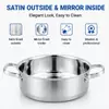 Factory Supply Stainless Steel Shallow Pot Set With Stainless Steel Handle & Glass Lid Brazed Bottom Shallow Pot