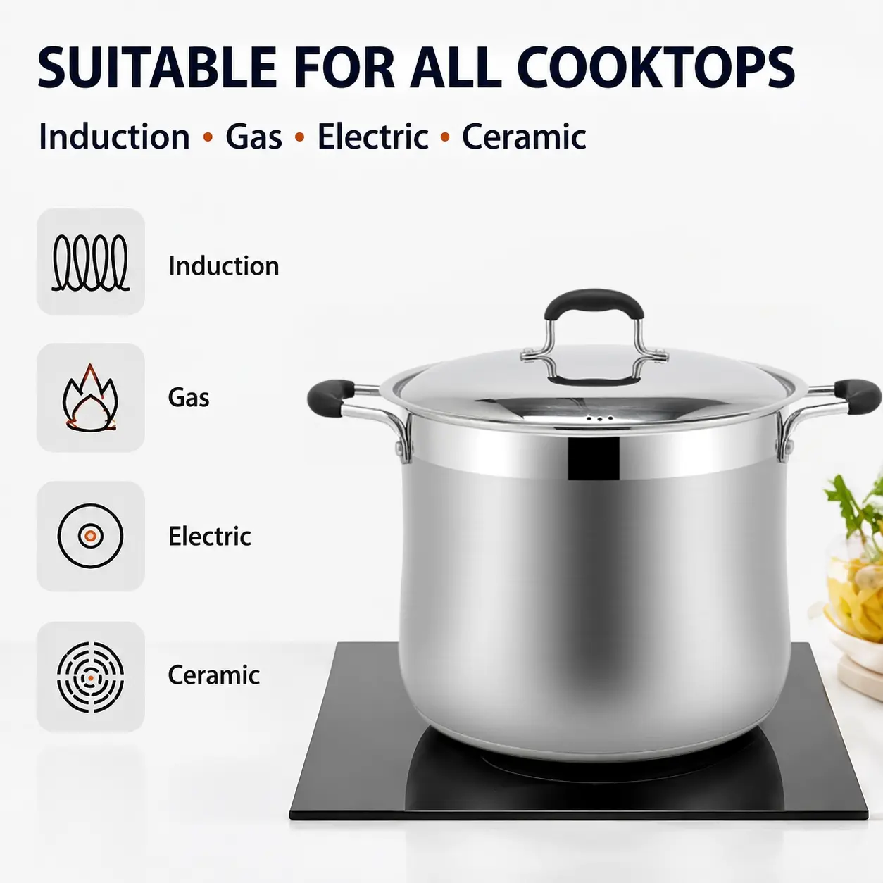 Factory Supply Wholesale Stainless Steel Belly Shape Cooking Pot Set with Stainless Steel Lid Large Capacity Soup Pot Stockpot