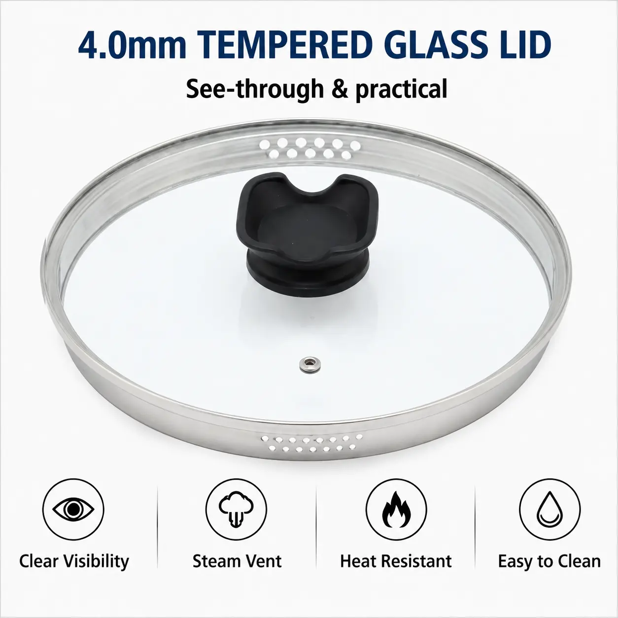 Factory Supply Stainless Steel Casserole Pots With Bakelite Handle and Tempered Glass Lid Brazed Bottom Pots Casserole