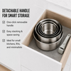 10PCS Pots and Pans Set Tri-ply Stainless Steel Cookware Set Detachable Handle Induction Pot and Pan Sets with Removable Handle
