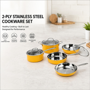 Factory New Arrival Wholesale 8 Pieces 2-ply Stainless Steel Kitchen Cooking Pan Pot Set 2-ply Cookware Sets with Handle
