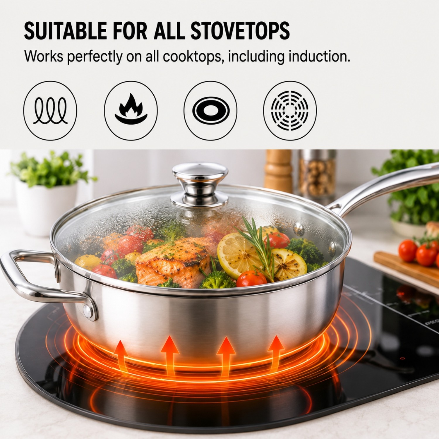 Hot Sale Factory New Arrival Non-coating Pan Stainless Steel Frying Pan with Handle Cooking Pots Brazed Bottom Saute Pan