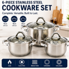 Factory New Arrival Multipurpose Wholesale Custom Kitchen Stainless Steel Cooking Pot Casserole Set Pot 6 Pieces Cookware Sets