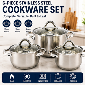 Factory New Arrival Multipurpose Wholesale Custom Kitchen Stainless Steel Cooking Pot Casserole Set Pot 6 Pieces Cookware Sets