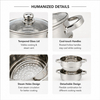 New Factory Custom Kitchen Stainless Steel Soup Steamer Pot Set With Glass Lid Stainless Steel Cooking Pot Set Cookware Sets