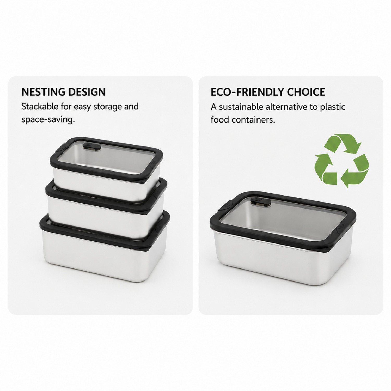 New Design 304 Stainless Steel Fresh-keeping Lunch Box Glass Cover Leak-proof Heating Food Grade Microwave Sealed Box