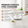 New Multipurpose Impact Bonded Bottom Stainless Steel Saute Pan with Cover And Helper Handle Stainless Steel Deep Saute Pan