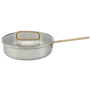 Factory New Arrival Multipurpose Tri-Ply Stainless Steel Saute Pan with Cover And Golden Handle Stainless Steel Deep Saute Pan
