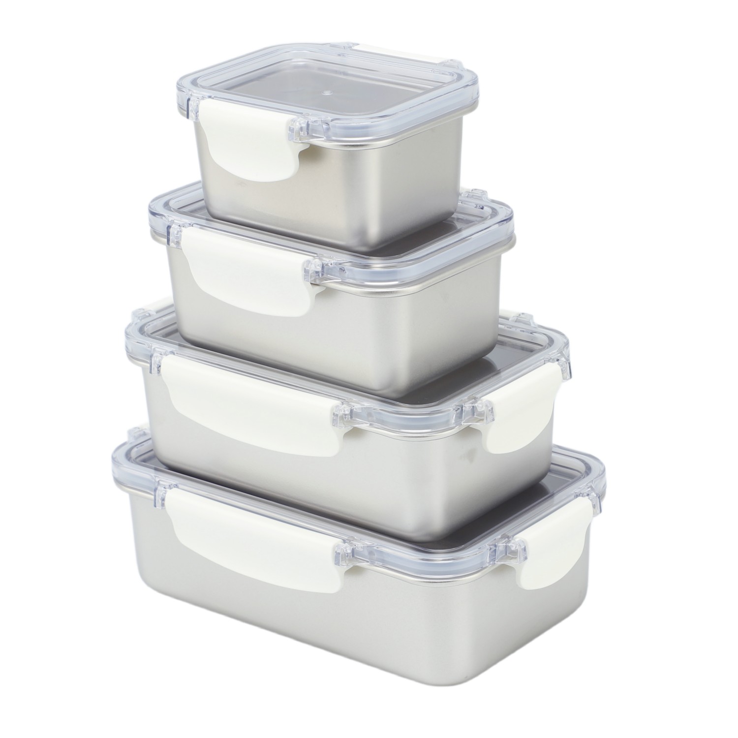 2026 New Design Factory 304 Stainless Steel Fresh-keeping Lunch Box Kitchen Fruit Kids Food Container Crisper Set with Lid Handle