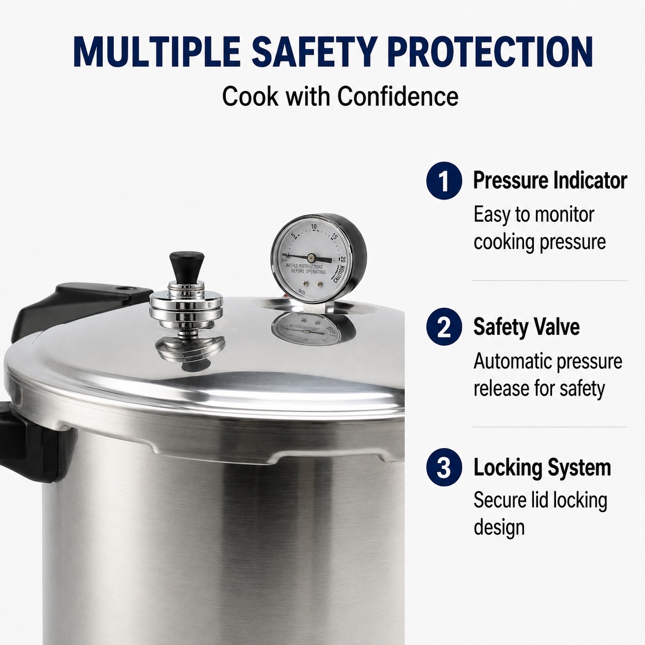 Factory Supply Multi-Functional 16L/23L Stainless Steel Pressure Cooker Stainless Steel Fast Cooking Pressure Cooker 