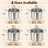 Factory Supply Tri-ply Stainless Steel Tall Stockpot Set With Stainless Steel Handle & Glass Lid Stockpot Suitable All Cooktops