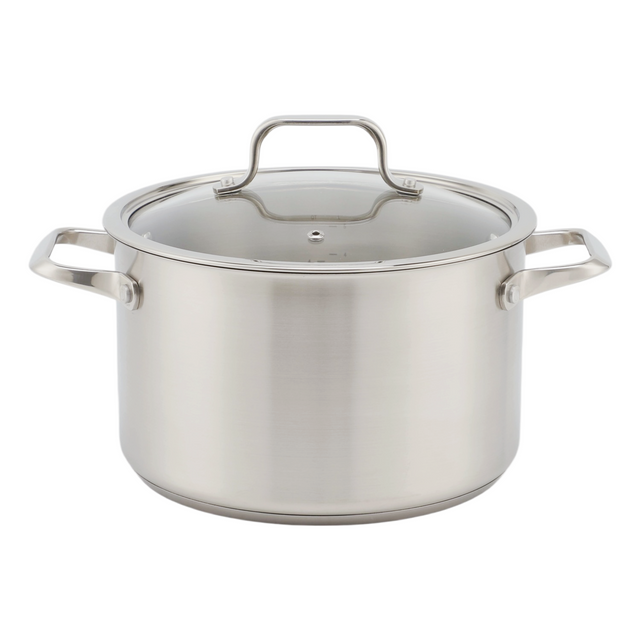 Factory Supply Stainless Steel Pots And Pans 8PCS Cookware Set With Handle And Lid Impact Bonded Bottom Frypan Saucepan