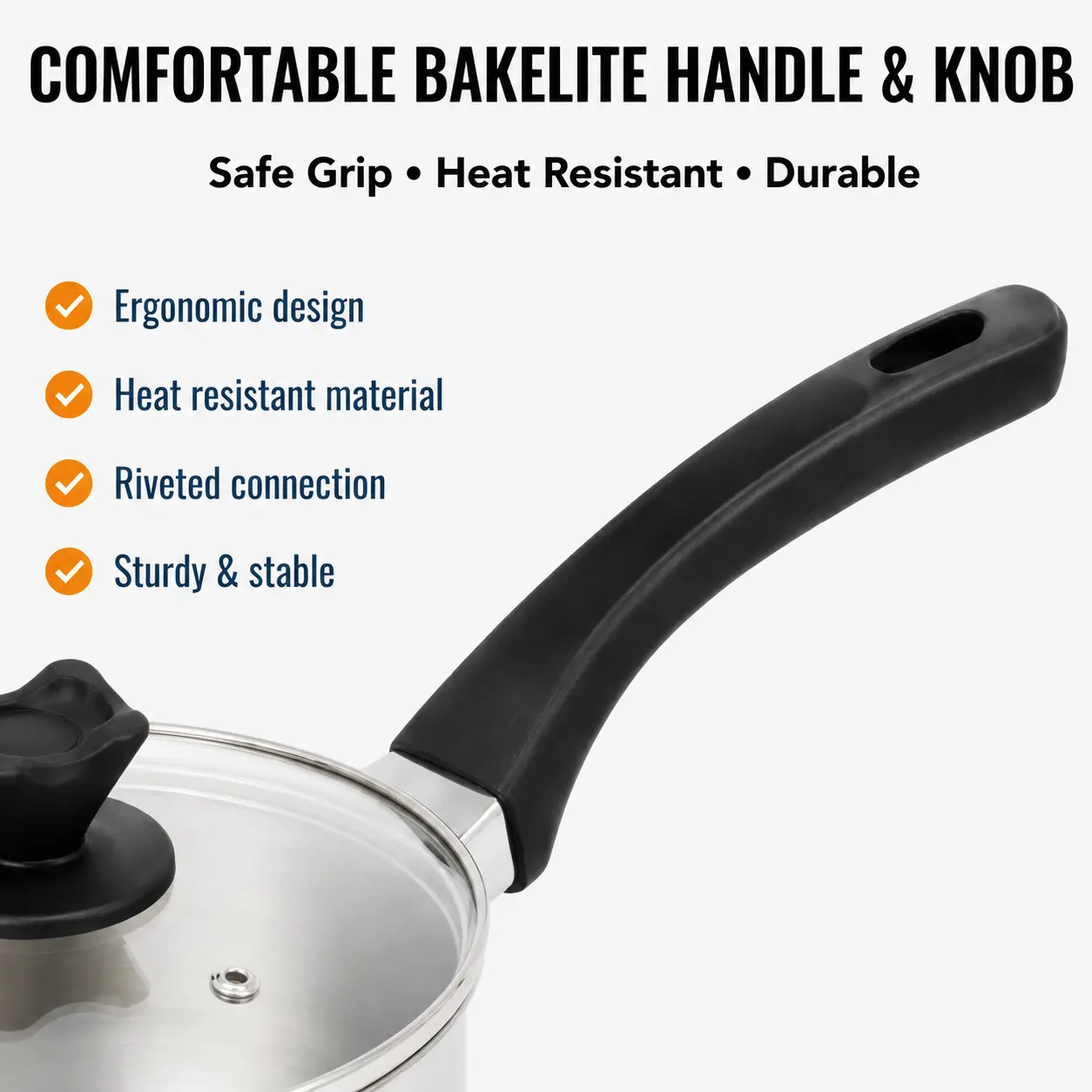 Factory New Arrival Stainless Steel Cookware Set with Bakelite Handle Cooking Pots and Pans Brazed Bottom Cookware Set Saucepan