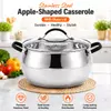 Factory Supply Stainless Steel Apple-Shaped Casserole Set With Stainless Steel + Silicone Handle and Lid Brazed Bottom Casserole