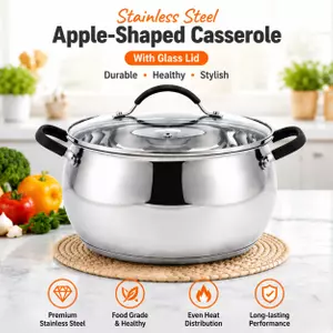 Factory Supply Stainless Steel Apple-Shaped Casserole Set With Stainless Steel + Silicone Handle and Lid Brazed Bottom Casserole
