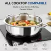Factory Supply Stainless Steel Shallow Pot With Stainless Steel Handle and Glass Lid Brazed Bottom Pots Shallow Pot All Cooktops