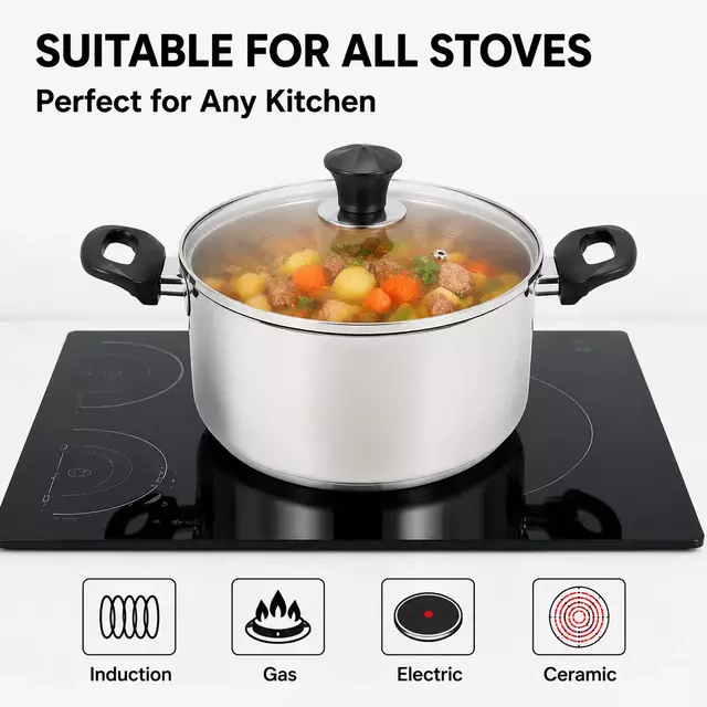 Factory New Arrival Stainless Steel Cookware Set with Handle Cooking Pots and Pans Brazed Bottom Cookware Set Saucepan Casserole