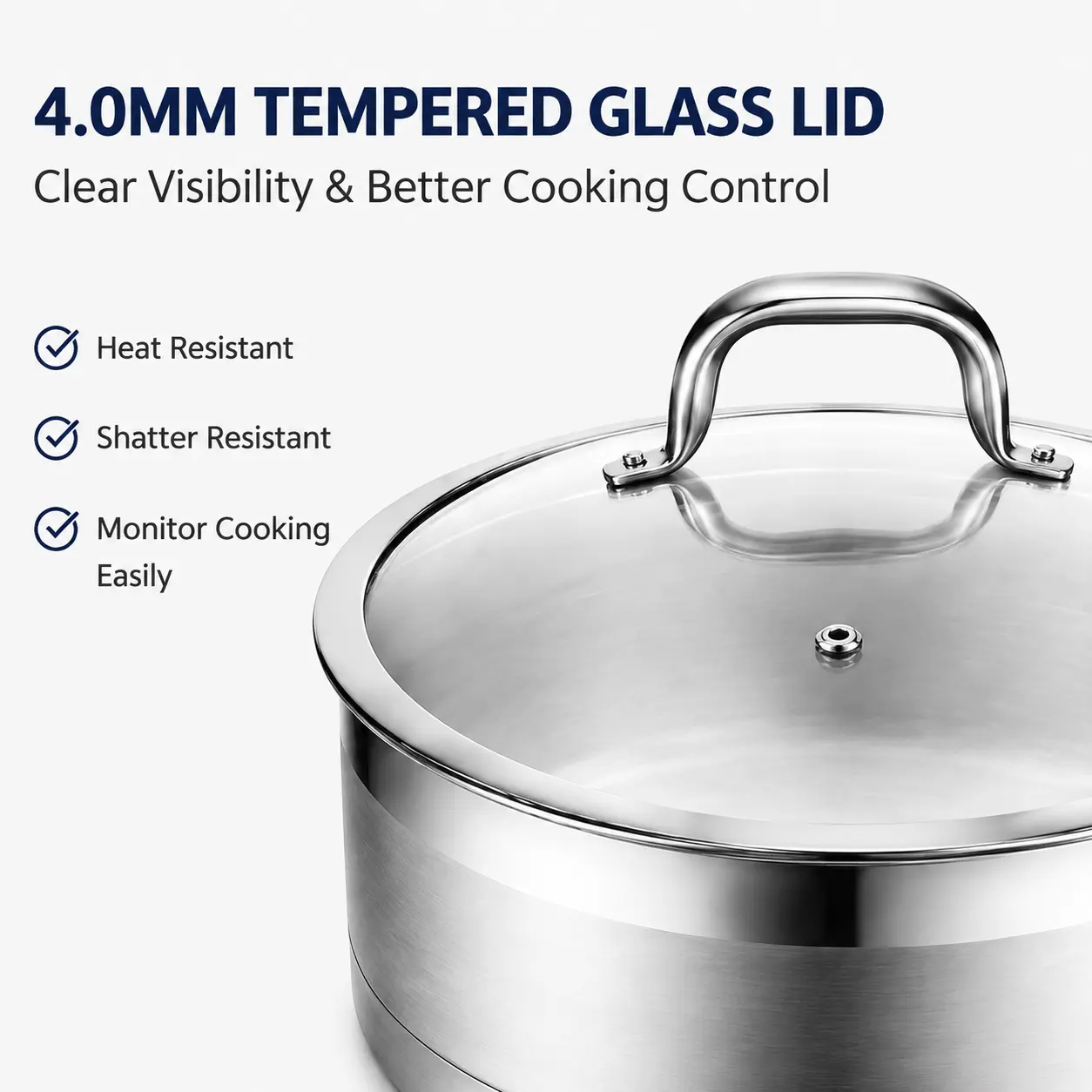 Factory Supply Stainless Steel Saute Pans With Stainless Steel Handle and Glass Lid Brazed Bottom Pans Saute Pans All Cooktops