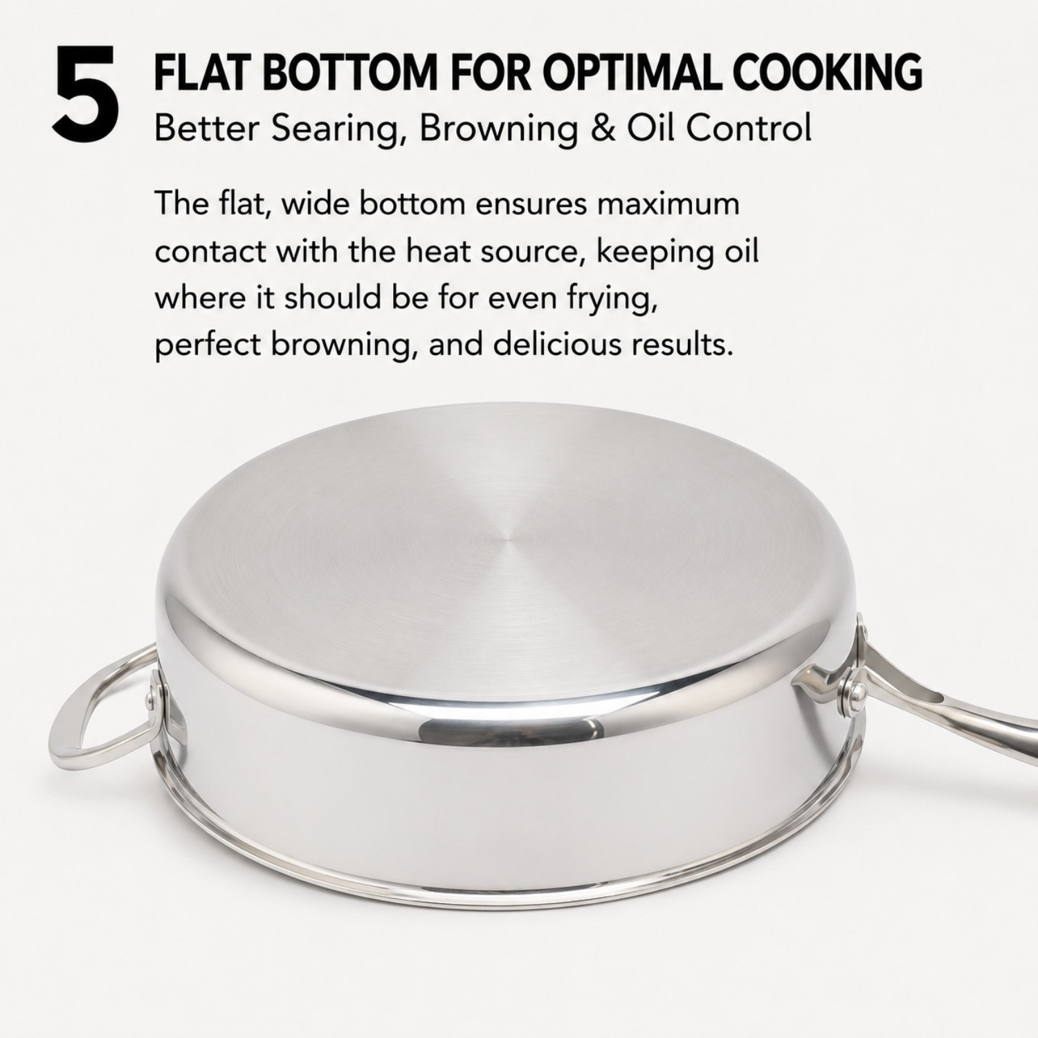 Factory New Arrival Multipurpose Tri-Ply Stainless Steel Saute Pan with Cover and Helper Handle Stainless Steel Deep Saute Pan