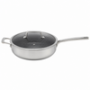 Factory New Arrival Multipurpose Hybrid Tri-Ply Stainless Steel Saute Pan with Cover and Helper Handle Stainless Steel Deep Frying Pans Saute Pan