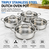 Factory New Arrival Tri-ply Stainless Steel Dutch Oven Cooking Pot Set Eco-Friendly Oven Safe Tempered Glass Lid Dishwasher Safe