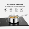 Factory New Arrival 11 Piece High Quality No Coating Tri-Ply Titanium Hammered Pots and Pans Cookware Set with Glass Lid