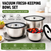 Factory Arrival Stainless Steel Non Slip Salad Mixing Bowl Set With Glass Lids Home Kitchenware for Salad Cooking Baking