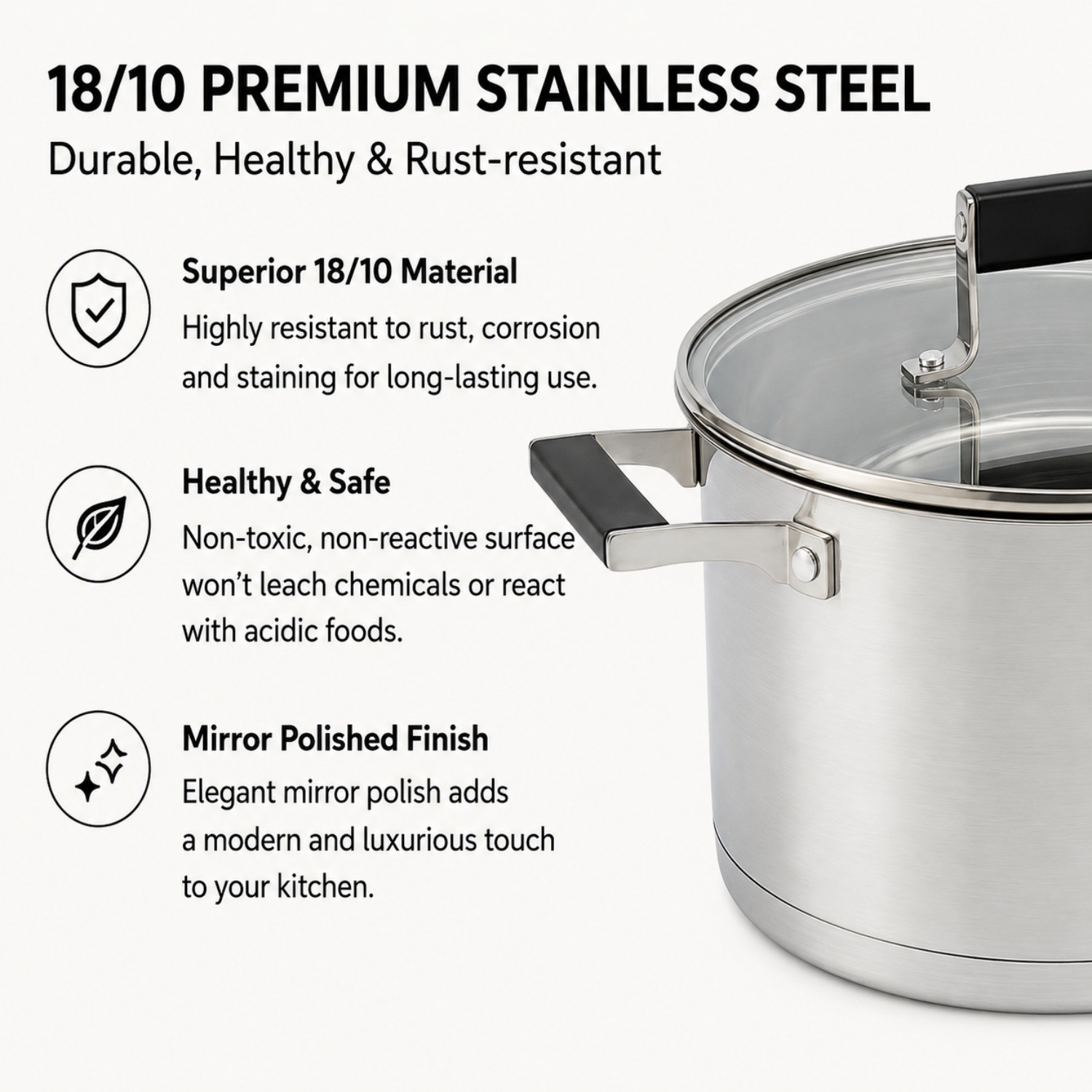 Factory New Arrival Stainless Steel Cookware Set with Handle Cooking Pots Impact Bonded Bottom Cookware Set Saucepan Frypan